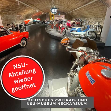 Nsu museum - NSU Museum. A museum in Neckarsulm, the Deutsches Zweirad- und NSU-Museum, has many of NSU's products on display. Notable riders. Mike Hailwood raced in 1958 on Ducati, NSU, MV Agusta, Norton, Triumph, Paton and in 1958 4th in the world championship 250cc (NSU) 5. John Surtees enters the season 1955.